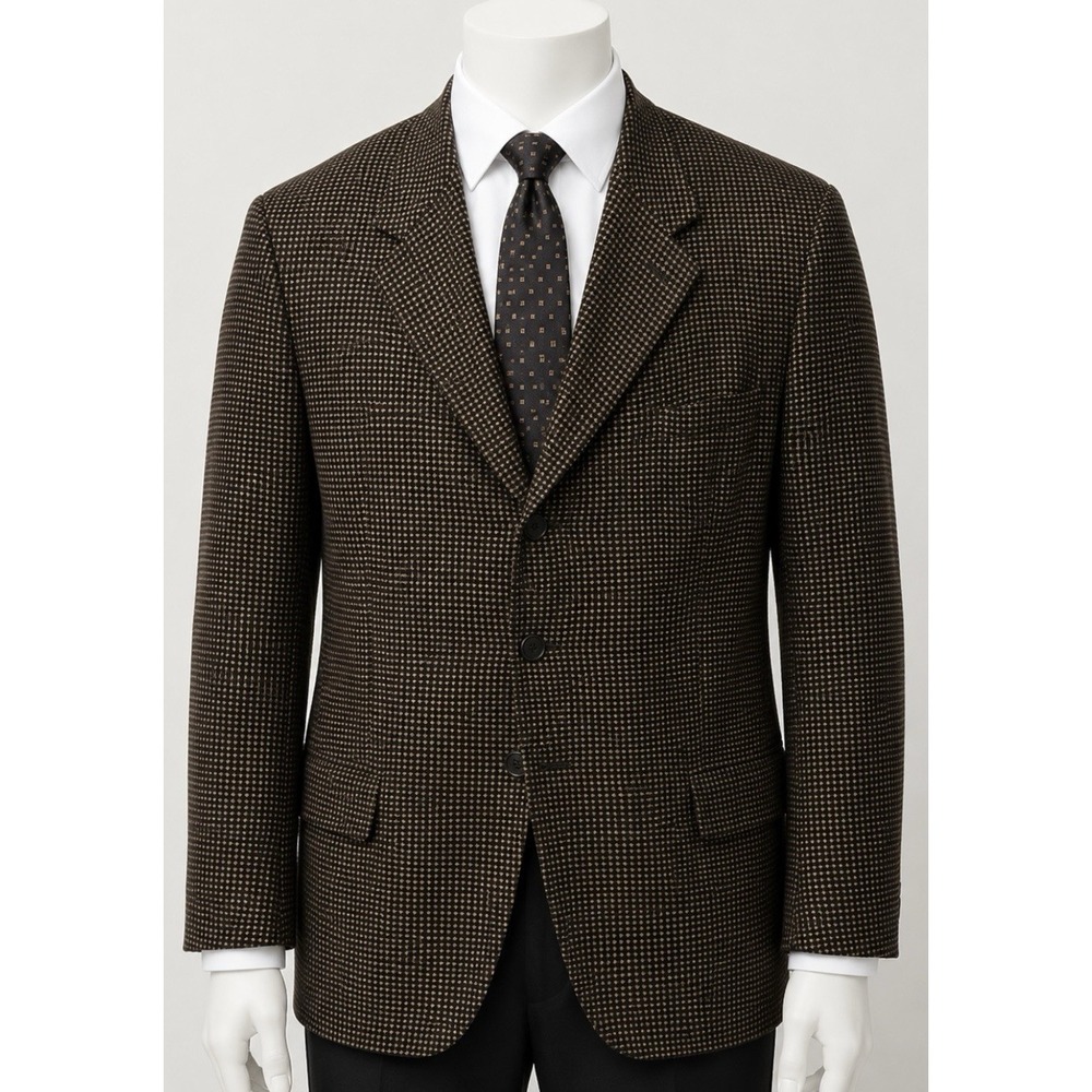 SOHO Men's Wool Blazer Sports Coat Jacket 44R Black Tan Beige Sophisticated